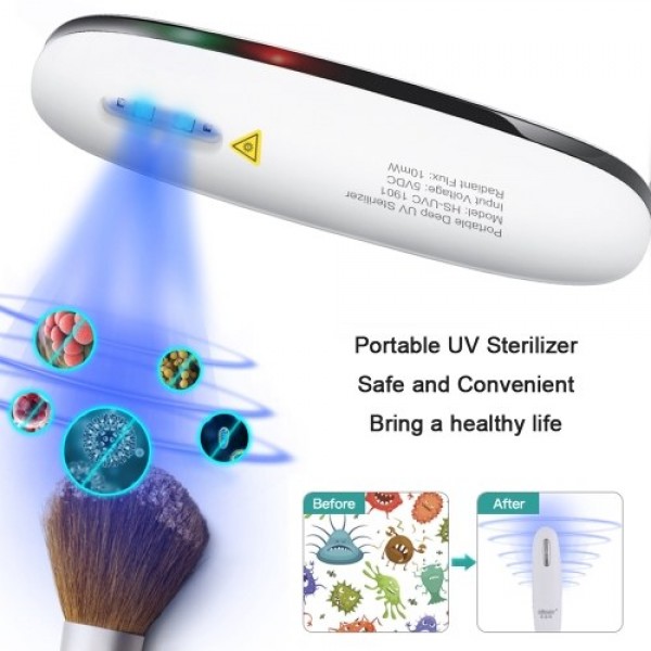 HomeSafety Portable UV LED Sterilizer Mini UV Lamp Disinfector Ultraviolet Light Electric Sanitizer for Home Hotel Travel Use