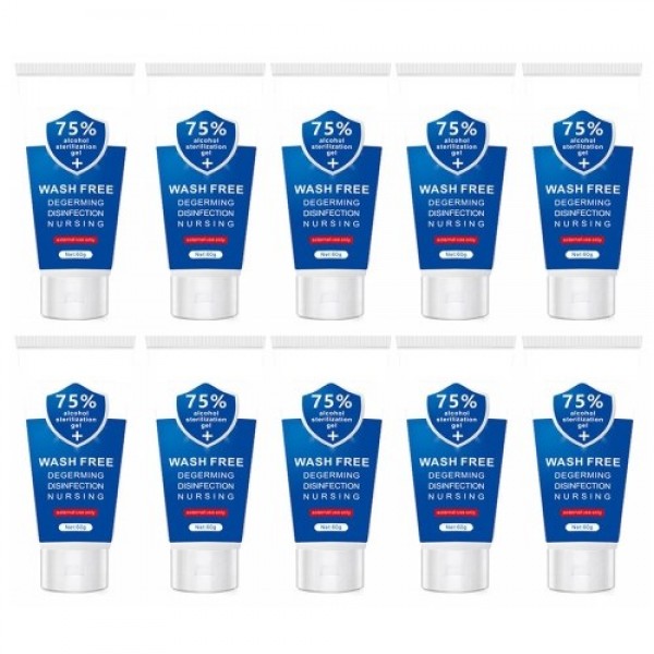 10PCS 75% Alcohol S-terilization Gel 99% S-terilization Rate Wash Free Quick Drying Degerming D-isinfection N-ursing 60g