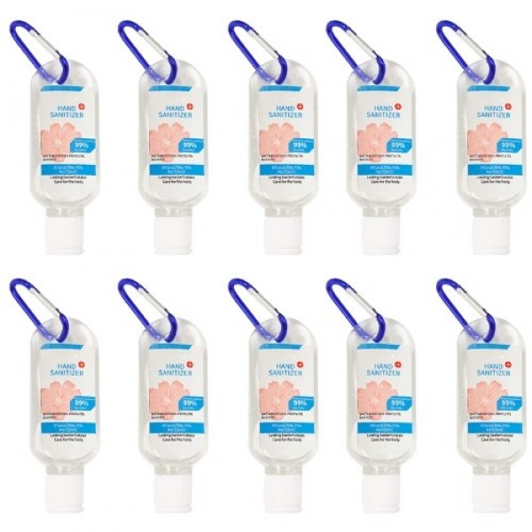 10PCS 55ml Portable Hand Sanitizer with Ring 99% Effective B-acteria Elimination Lasting B-acteriastasis Protects and Health Eth