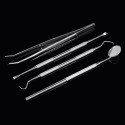 4Pcs Stainless Steel Dental Instruments Mouth Mirror Probe Scraper Tweezers Teeth Hygiene Kit Oral Care