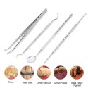4Pcs Stainless Steel Dental Instruments Mouth Mirror Probe Scraper Tweezers Teeth Hygiene Kit Oral Care