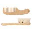 2Pcs Baby Hair Brush Comb Set Newborn Hairbrush Kit Infant Comb Soft Wool Hair Wooden Handle Scalp Massage