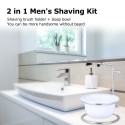 2 in 1 Men's Shaving Kit Shaving Brush Holder + Soap Bowl Male Beard Shaving Soap Bowl Shaving Stand Male Shaving Tool Set