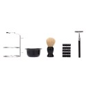4 In 1 Men's Manual Razor Set Beard Razor Shaving Brush Bowl Stainess Steel Stand Holder 5 Blades Wet Shaving