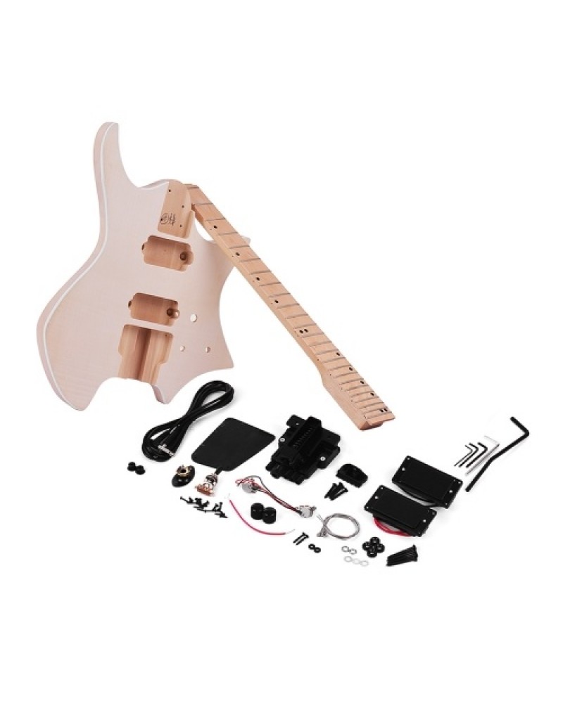 WT-3 Unfinished DIY Electric Guitar Kit Basswood Body Maple Wood Fingerboard Guitar Neck Without Headstock
