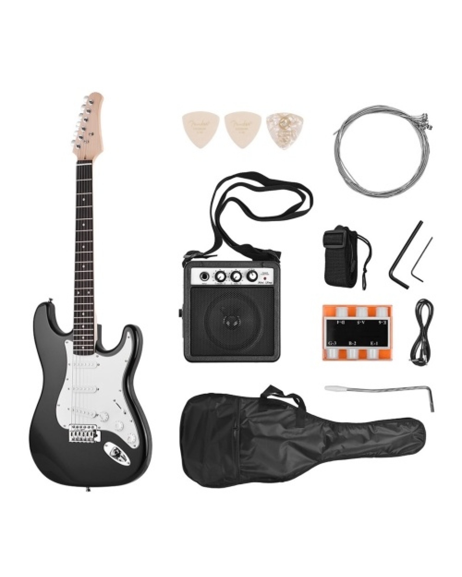 Electric Guitar Solid Wood Paulownia Body Maple Neck 21 Frets 6 String with Speaker Pitch Pipe Guitar Bag Strap Picks Right Hand