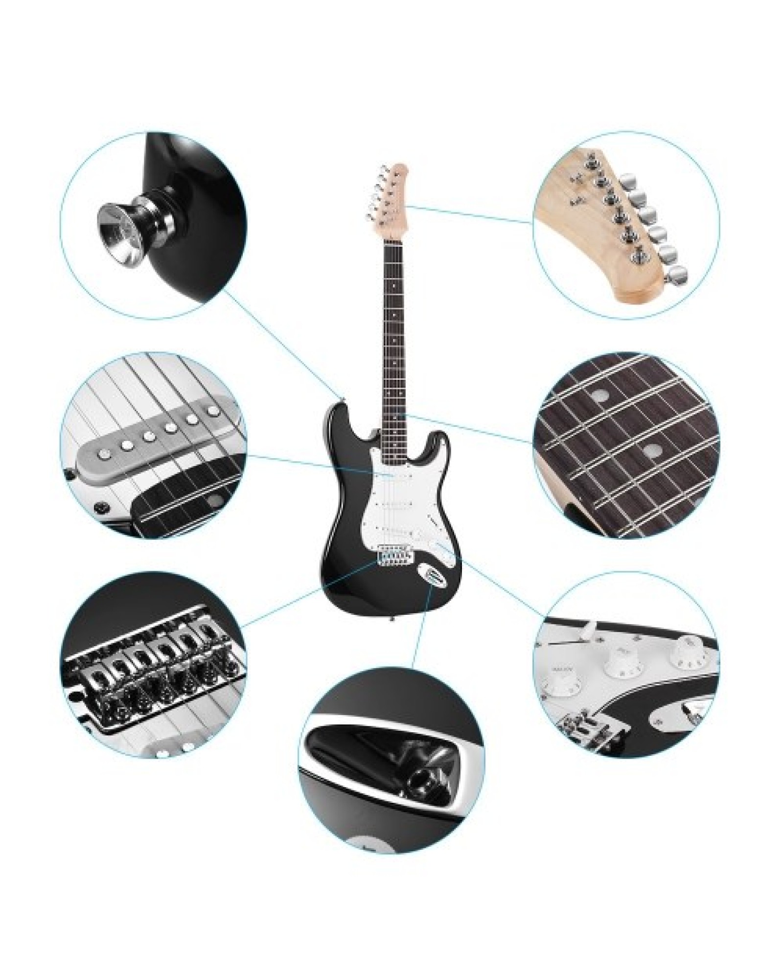 Electric Guitar Solid Wood Paulownia Body Maple Neck 21 Frets 6 String with Speaker Pitch Pipe Guitar Bag Strap Picks Right Hand