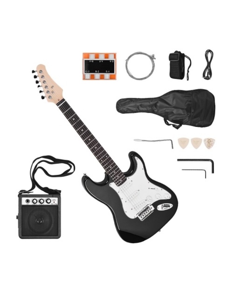 Electric Guitar Solid Wood Paulownia Body Maple Neck 21 Frets 6 String with Speaker Pitch Pipe Guitar Bag Strap Picks Right Hand