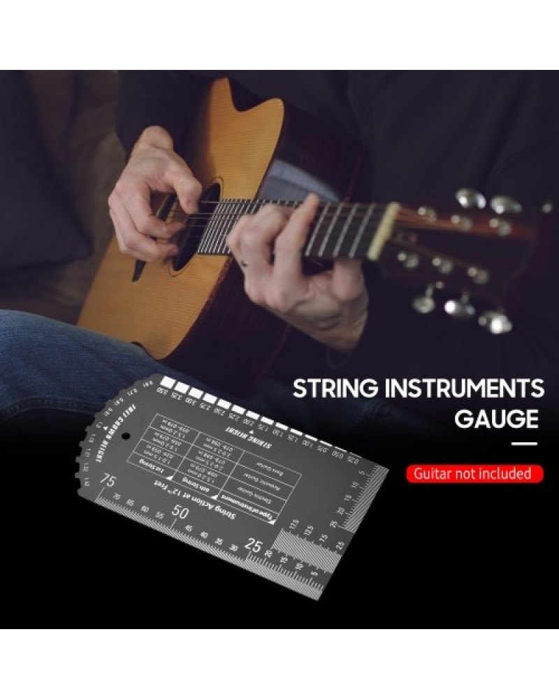Baroque String Instruments Gauge String Action Gauge Ruler Pocket-size Metallic Ruler for Electric Bass and Acoustic Guitar Stri