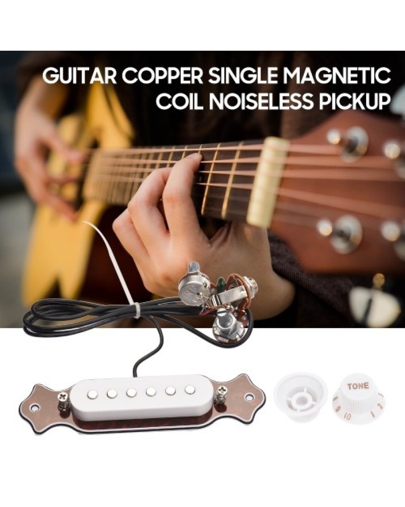 Guitar Magnetic Single Coil Noiseless Pickup Folk Acoustic Guitar Sound Hole Pickup Electric Guitar Pickup Wiring with Volume an