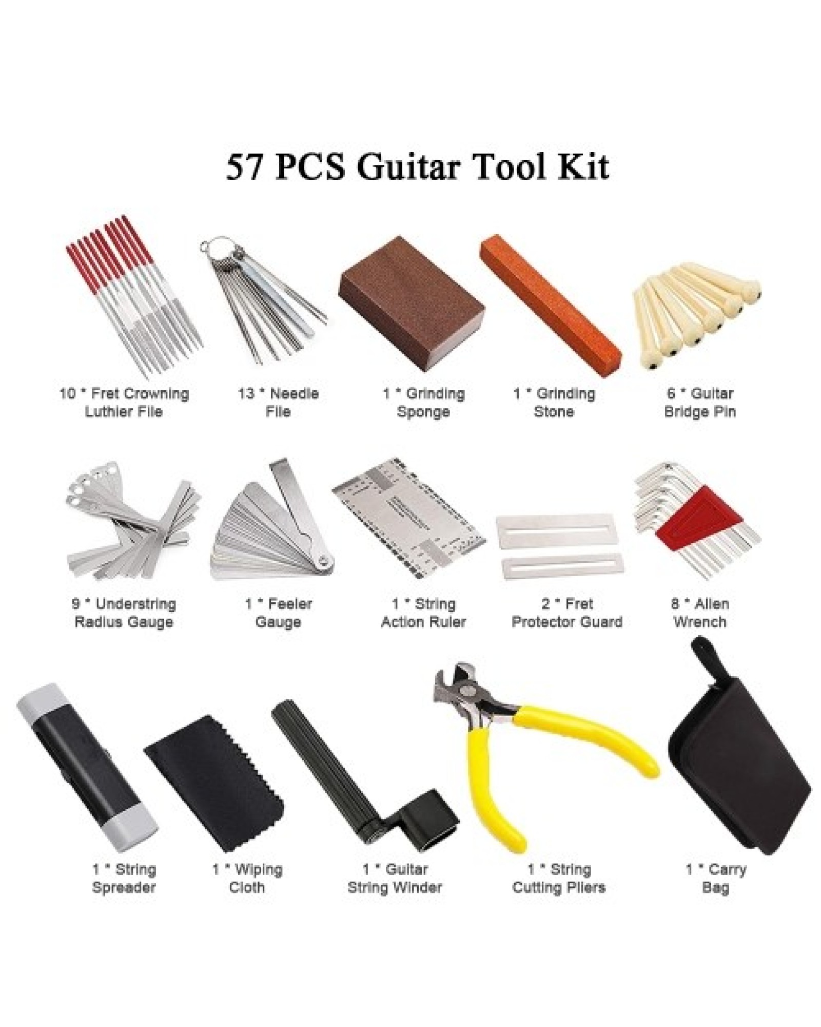 57 PCS Guitar Tool Kit with Carry Bag, Repair Maintenance Tools