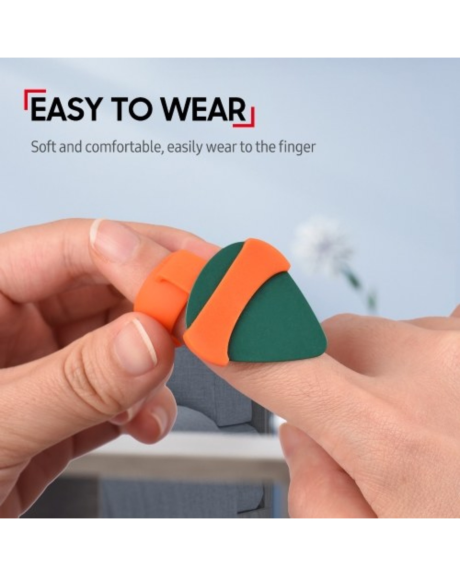 BOBAO Anti-slip Guitar Finger Pick Holder Silicone Finger Stall with 3 Picks/Storage Box Strumming Accessory for Acoustic Guitar