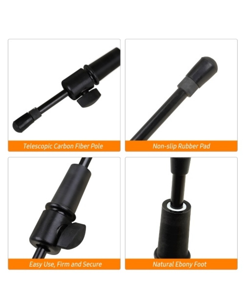 Cello Endpin Universal End Pin Cellos Accessory Telescopic Carbon Fiber Pole Ebony Foot with Non-slip Rubber