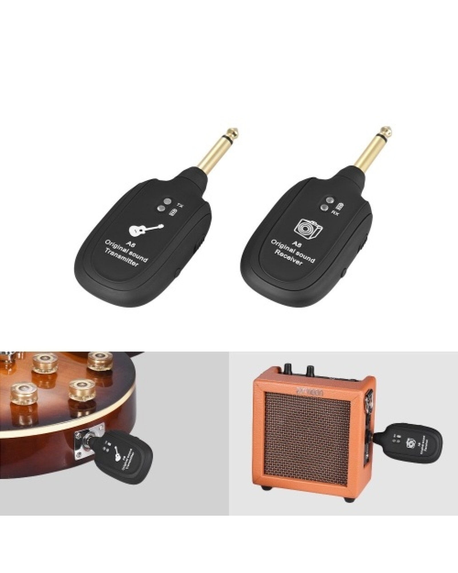 A8 UHF Wireless Guitar Transmitter Receiver Set for Electric Guitars Bass Violin