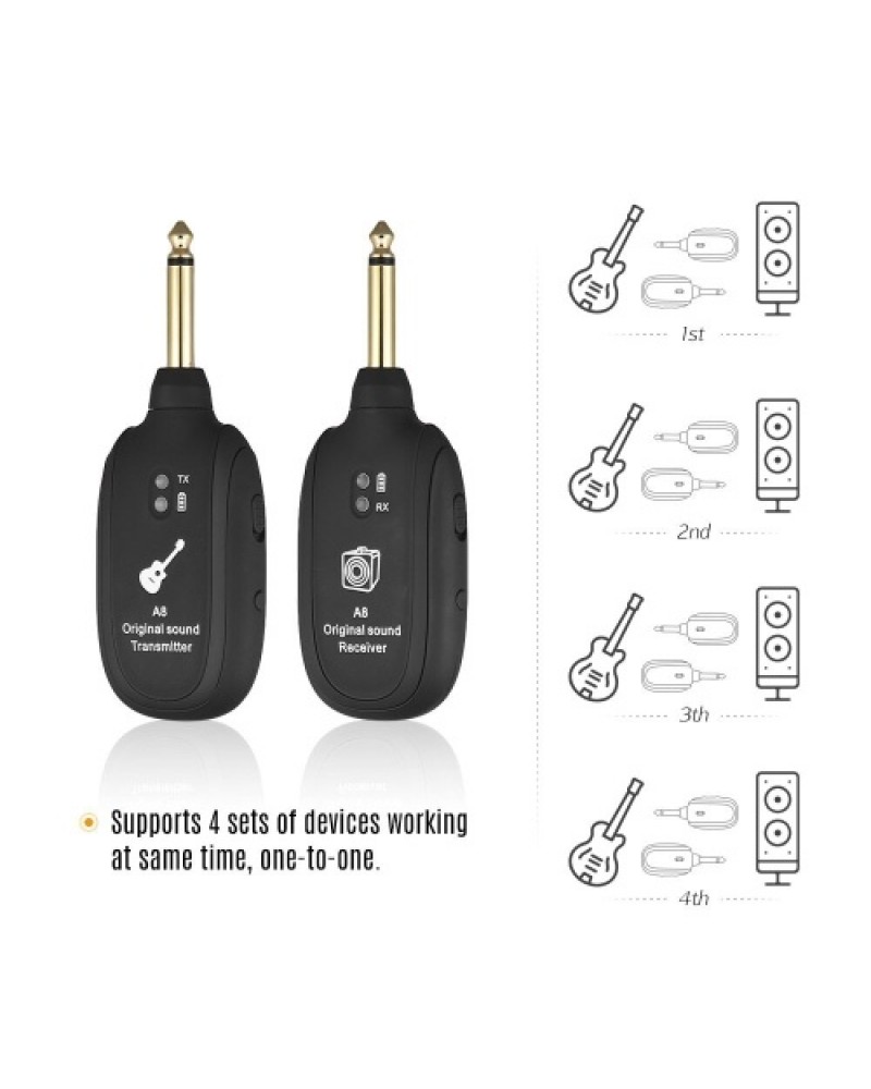 A8 UHF Wireless Guitar Transmitter Receiver Set for Electric Guitars Bass Violin