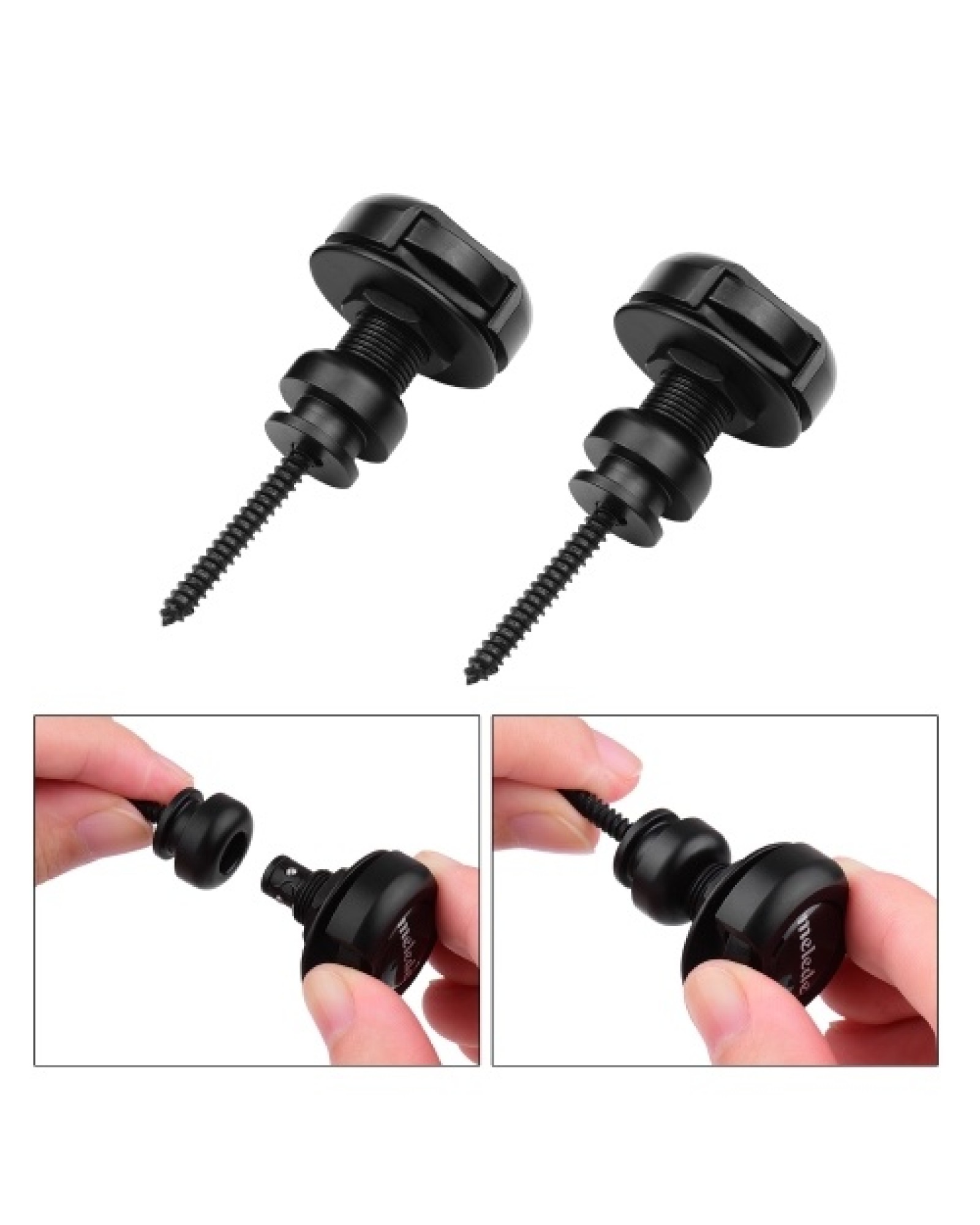 2pcs Guitar Strap Locks Metal Security Quick Release Strap Buttons Retainer Silver for Acoustic Electric Guitars Bass