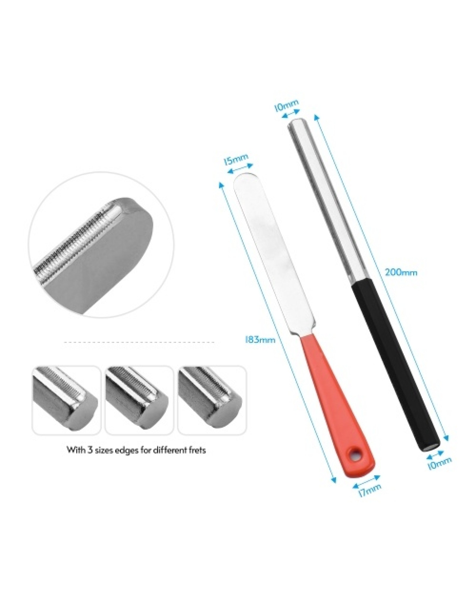 Stainless Steel Guitar Fret Crowning File Set Tool Luthier Repairing Tools for Guitar/Bass/Ukulele/Mandolin/Banjo