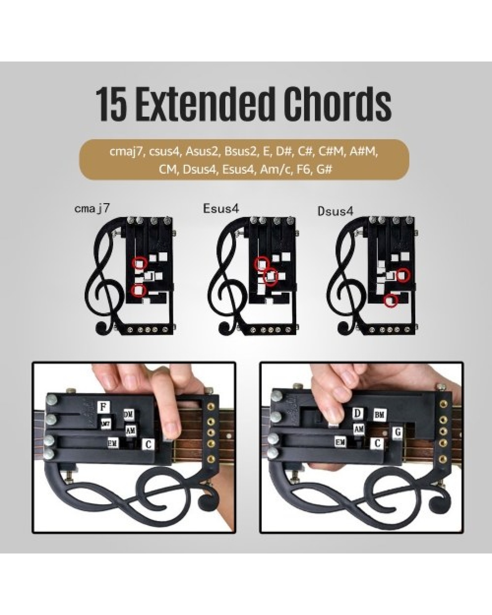 Upgraded One-Key Guitar Chord Trainer Chord Learning Assisted Tool Folk Guitar Chord Practice Tool 25 Chords for Folk Guitar Beg