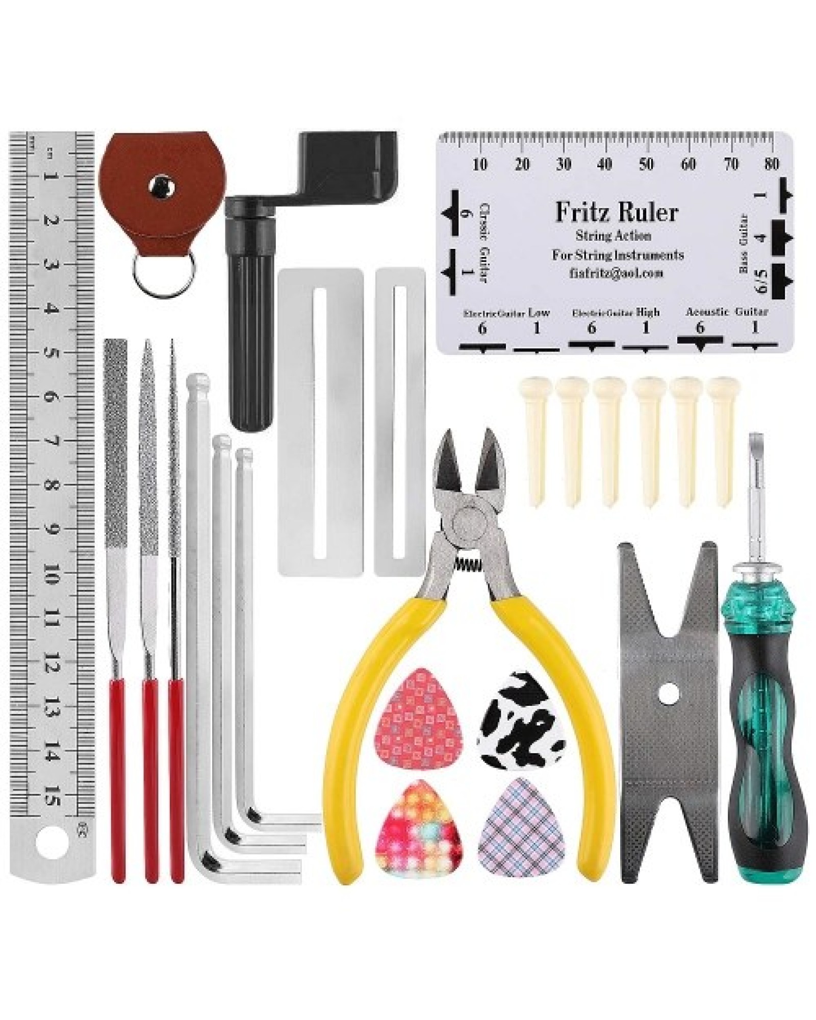 Guitar Repairing Tool Kit Electric Acoustic Guitar Ukulele Repairing Maintenance Cleaning Tool Accessories Kit