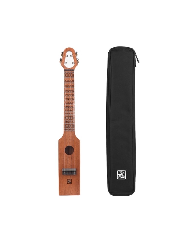 23" Acoustic Concert Ukulele Ukelele Uke Mahogany Wood Portable Compact Size With Carved Musical Scale &amp; Chord Chart Carry B