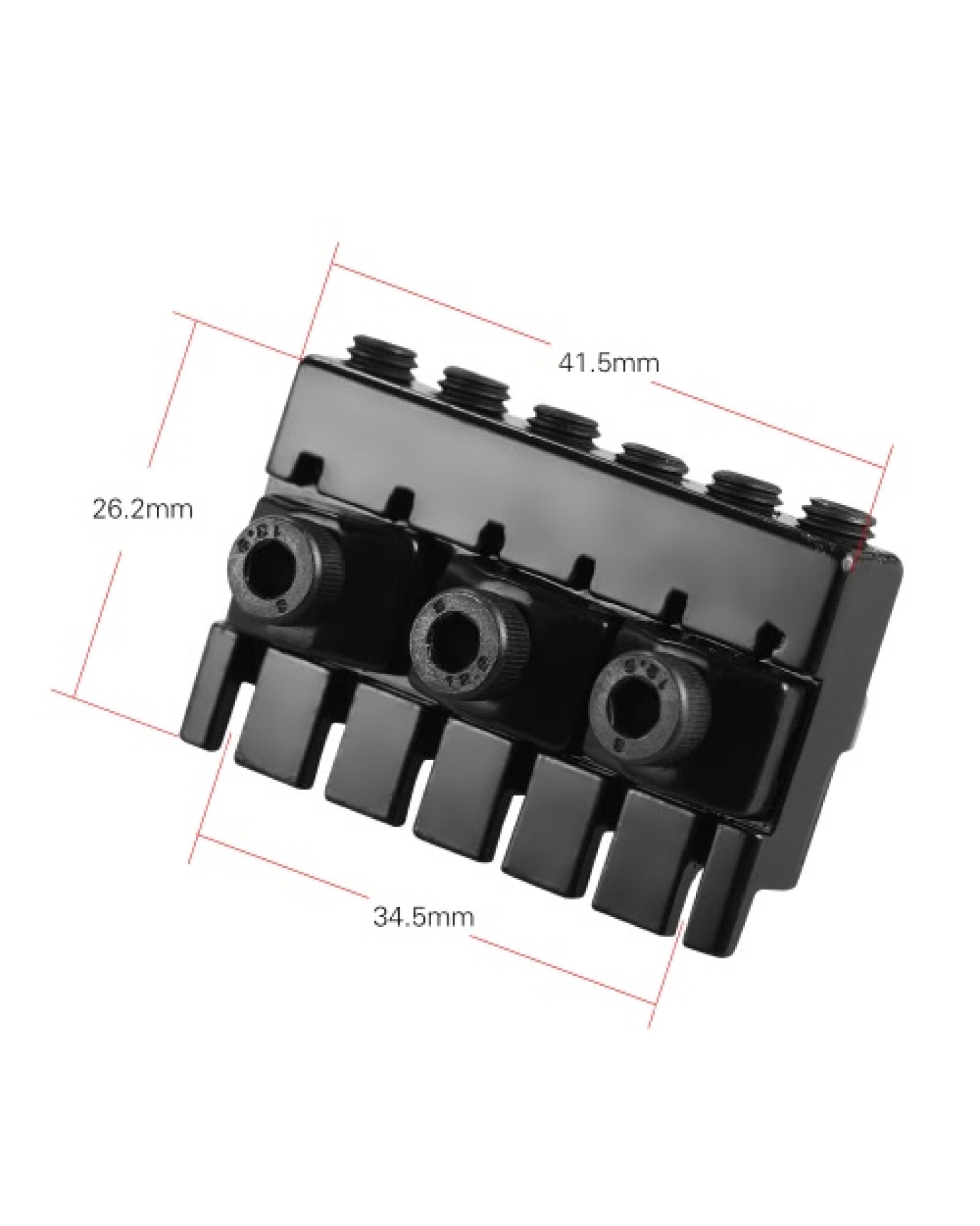 6-string Headless Electric Guitar String Locking Nut Set with 2 Wrench 2 Screw Black