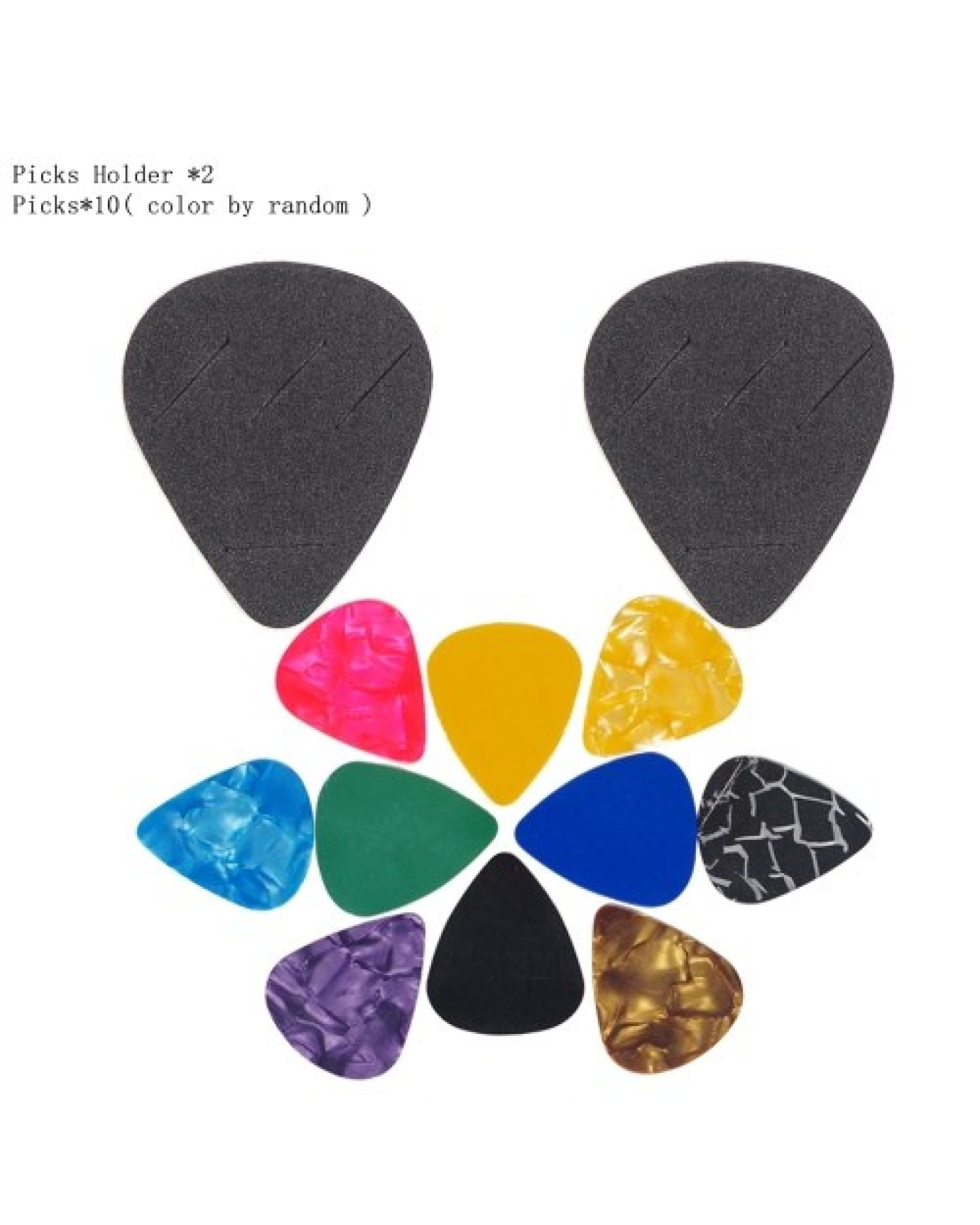 Guitar Picks &amp; Guitar Picks Holder Set 10pcs Plectrum Paddles Celluloid Guitar Pick 2pcs Pickholders EVA Stick-on Holder Eas