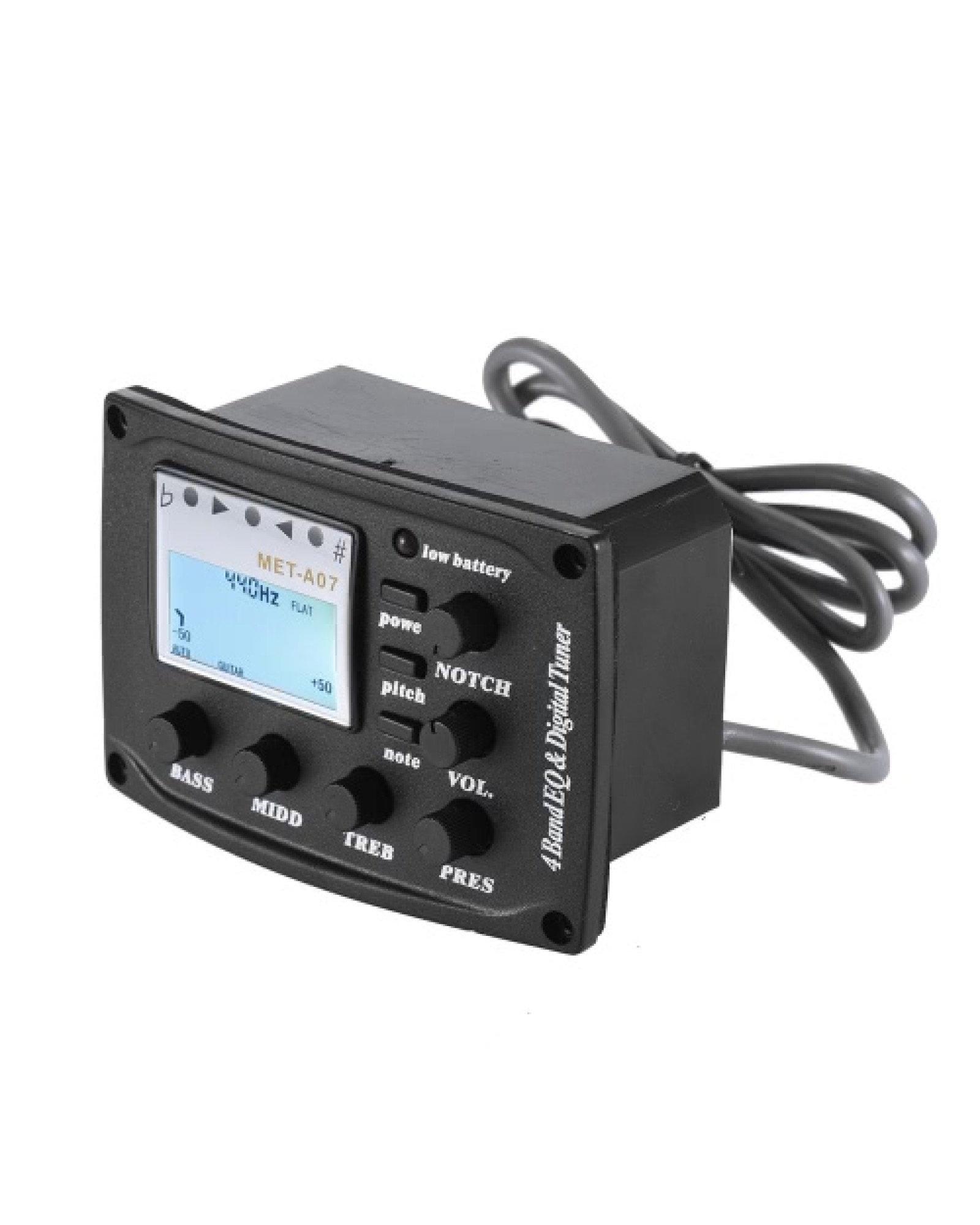 Acoustic Guitar 4-Band EQ Equalizer Tone and Volume Amplifier Preamp Piezo Pickup 6.35mm XLR with Pitch Note Notch Function Clea