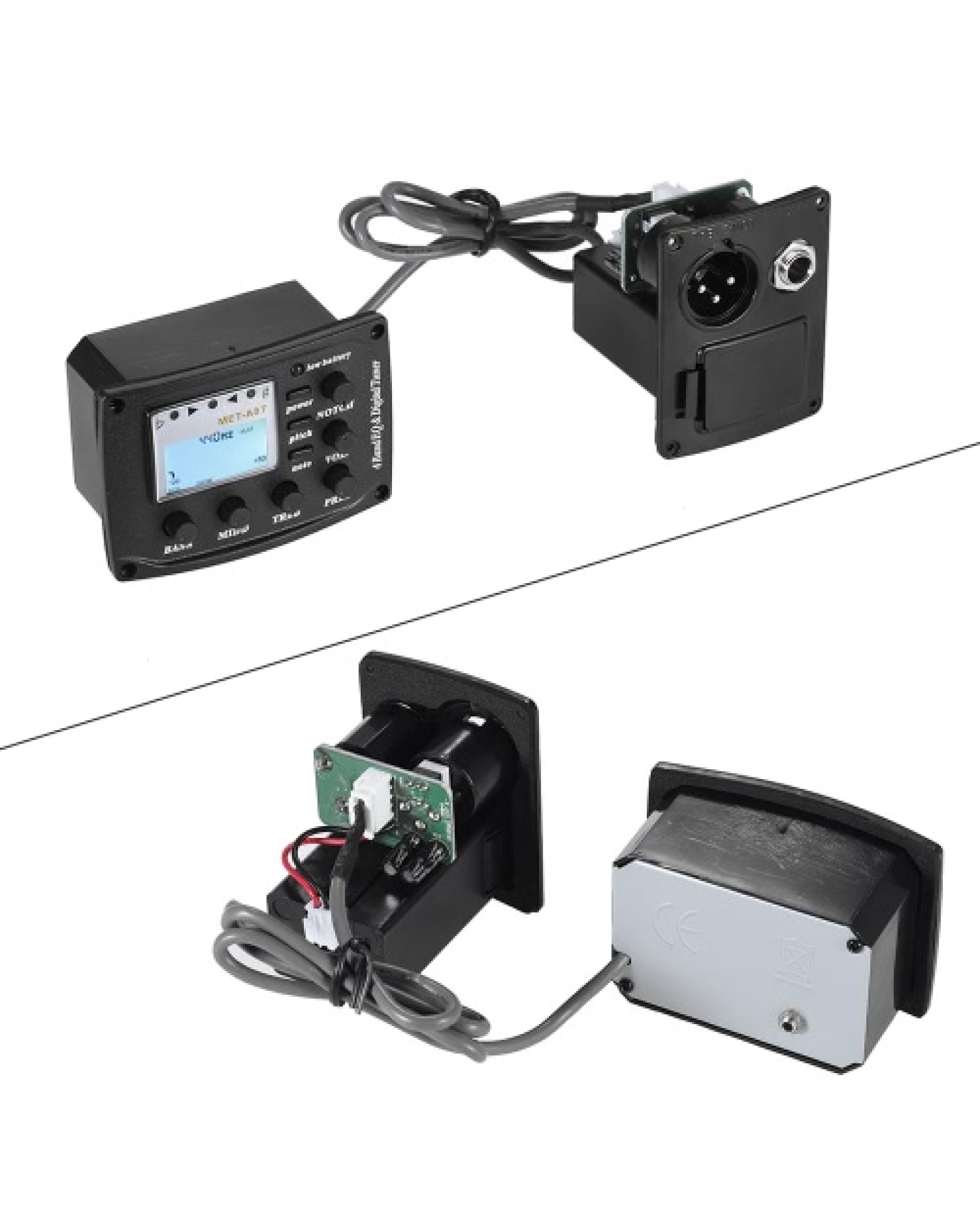 Acoustic Guitar 4-Band EQ Equalizer Tone and Volume Amplifier Preamp Piezo Pickup 6.35mm XLR with Pitch Note Notch Function Clea