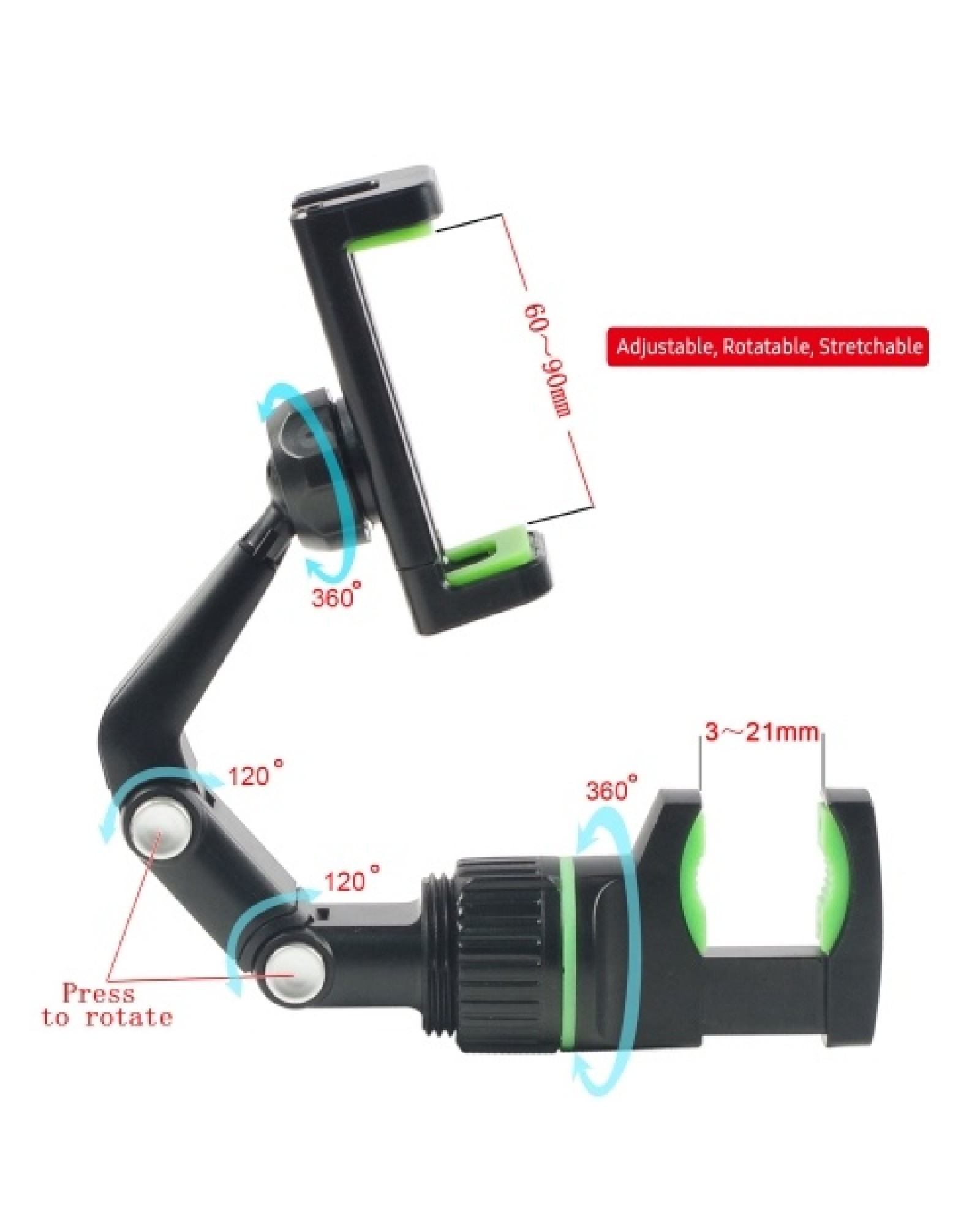 Phone Holder for Guitar Head Mic Stand Music Stand 360-degree Rotatable Smartphone Clip with 10 Guitar Picks Wiping Cloth