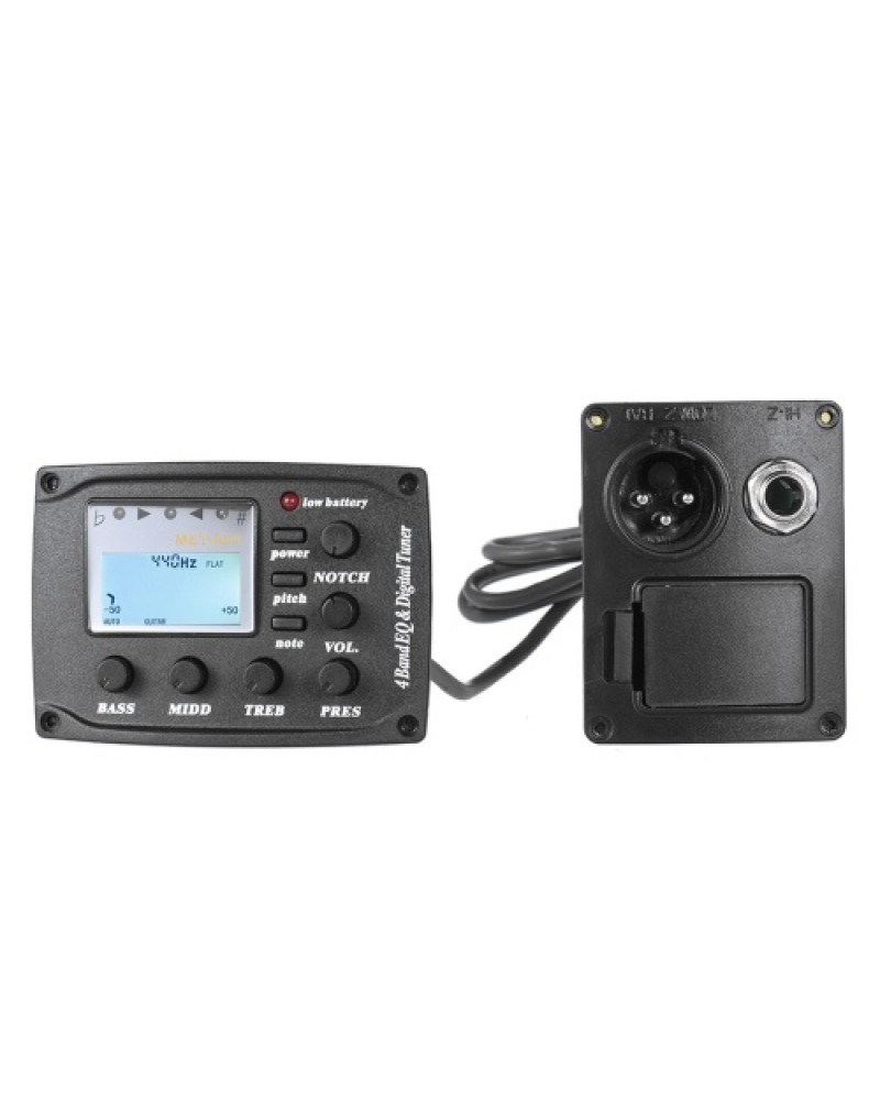 Acoustic Guitar 4-Band EQ Equalizer Tone and Volume Amplifier Preamp Piezo Pickup 6.35mm XLR with Pitch Note Notch Function Clea