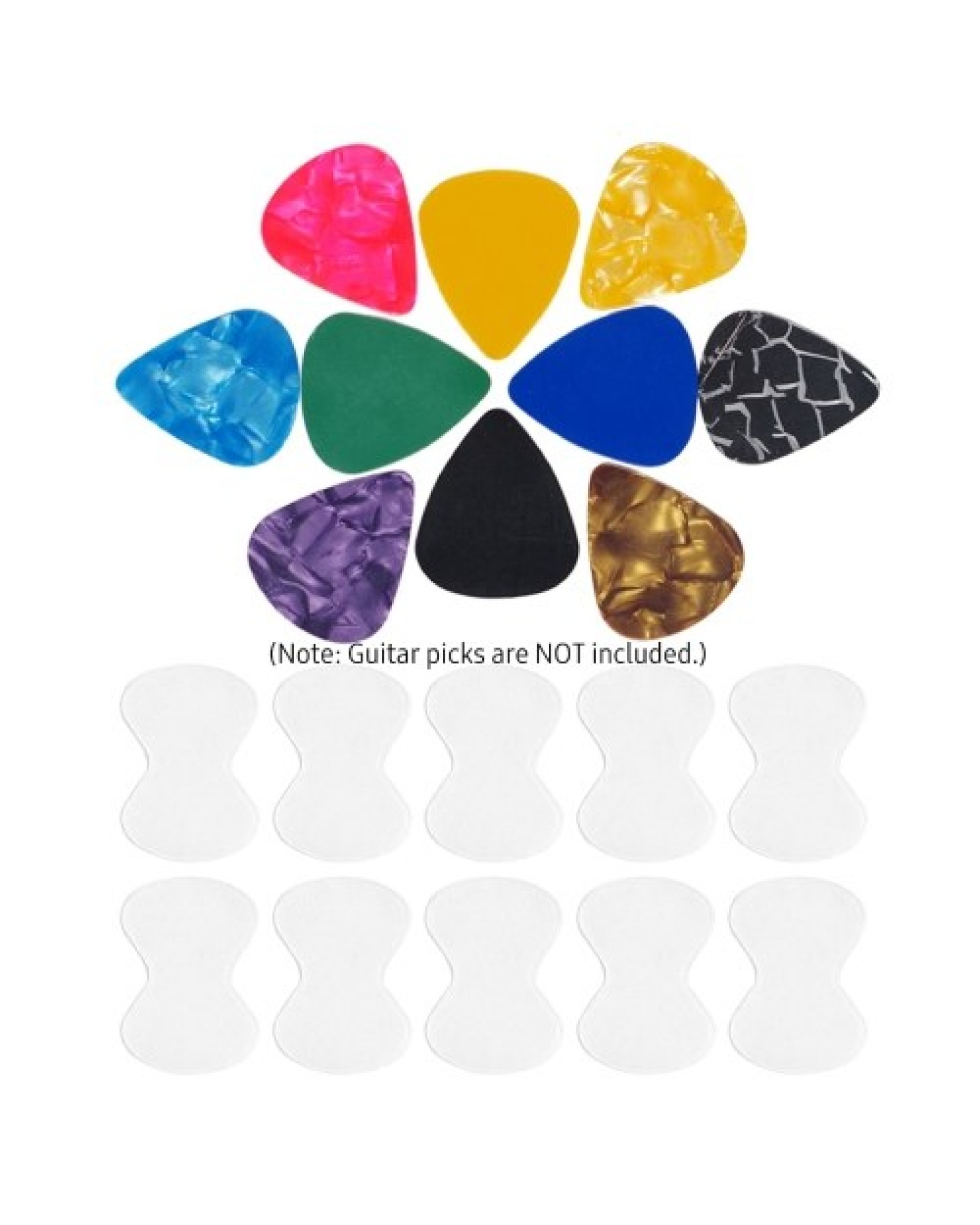 10 PCS Guitar Pick Grip 0.5mm Adhesive Silica Gel Guitar Picks Anti-skid Sticker for Acoustic Folk Electric Guitar Picks Jazz Pi