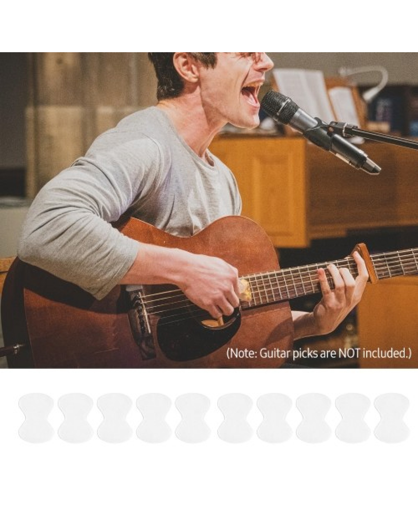 10 PCS Guitar Pick Grip 0.5mm Adhesive Silica Gel Guitar Picks Anti-skid Sticker for Acoustic Folk Electric Guitar Picks Jazz Pi