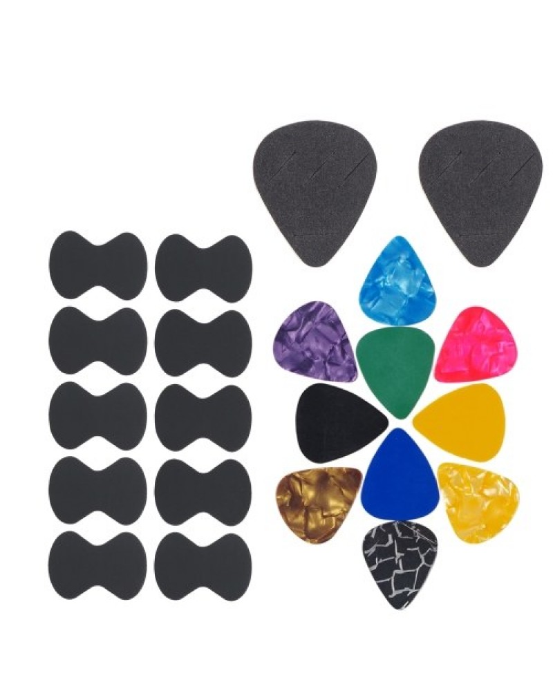 Guitar Paddles &amp; Anti-slip Sticker &amp; Guitar Picks Holder Set 10pcs Guitar Picks &amp; 10pcs Anti-skid Stickers &amp; 2pc
