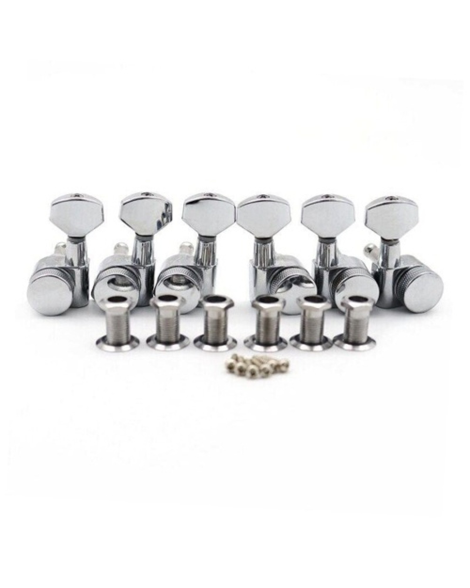 6 Left Inline Electric Guitar Tuning Peg Sealed Locking Tuners Chrome Plated Guitar Tuning Keys Machine Heads 1 : 18 Compatible 
