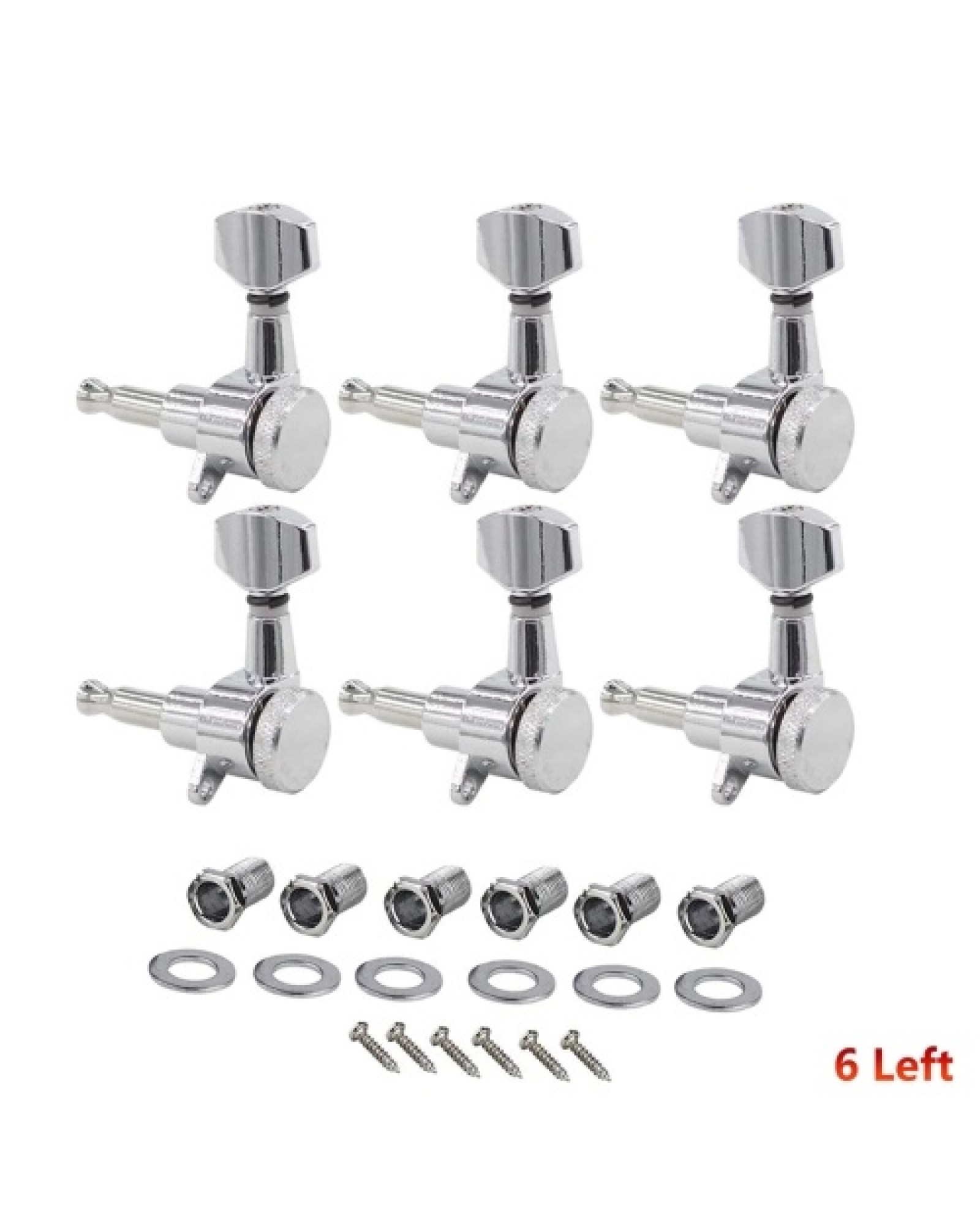 6 Left Inline Electric Guitar Tuning Peg Sealed Locking Tuners Chrome Plated Guitar Tuning Keys Machine Heads 1 : 18 Compatible 
