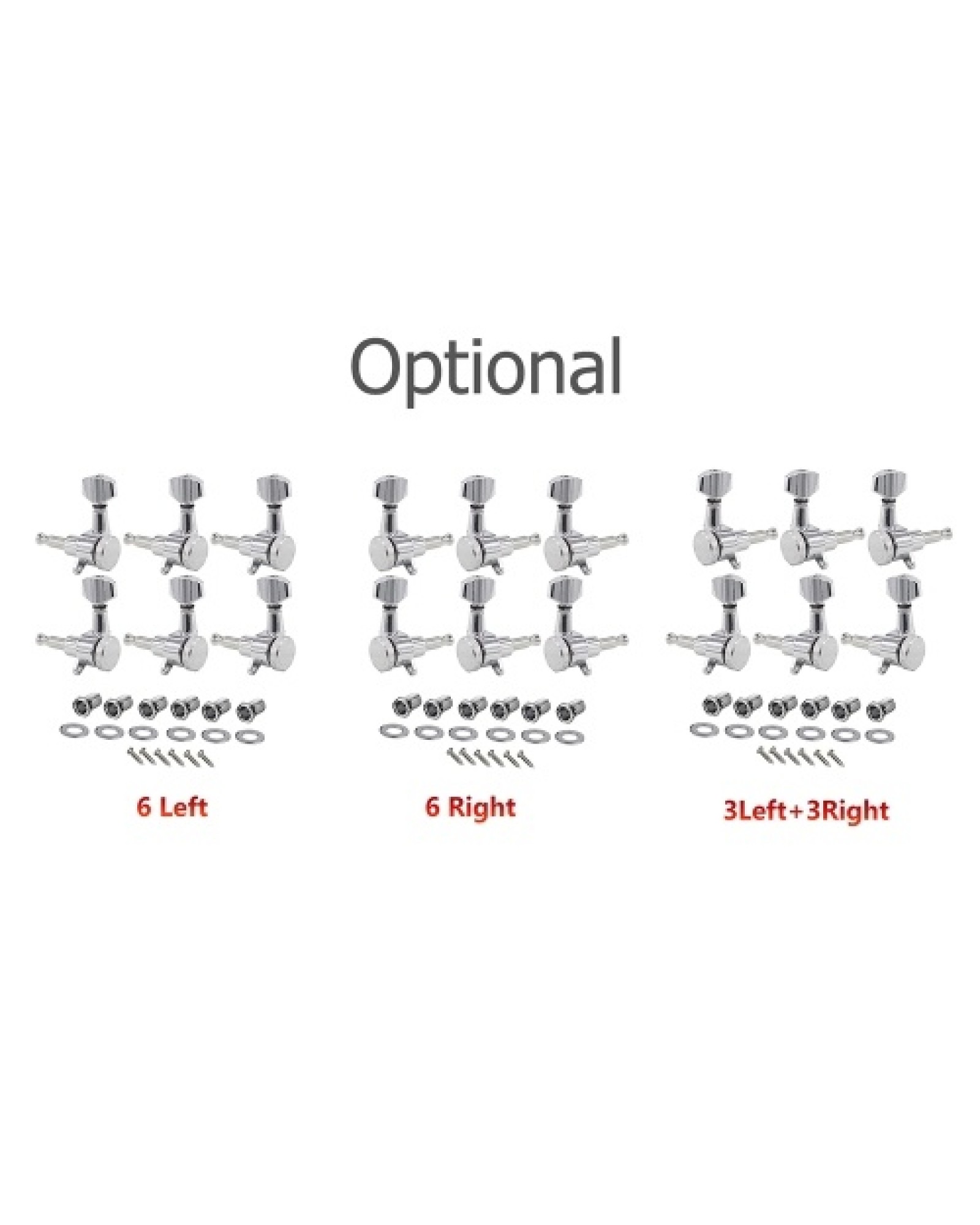 6 Left Inline Electric Guitar Tuning Peg Sealed Locking Tuners Chrome Plated Guitar Tuning Keys Machine Heads 1 : 18 Compatible 