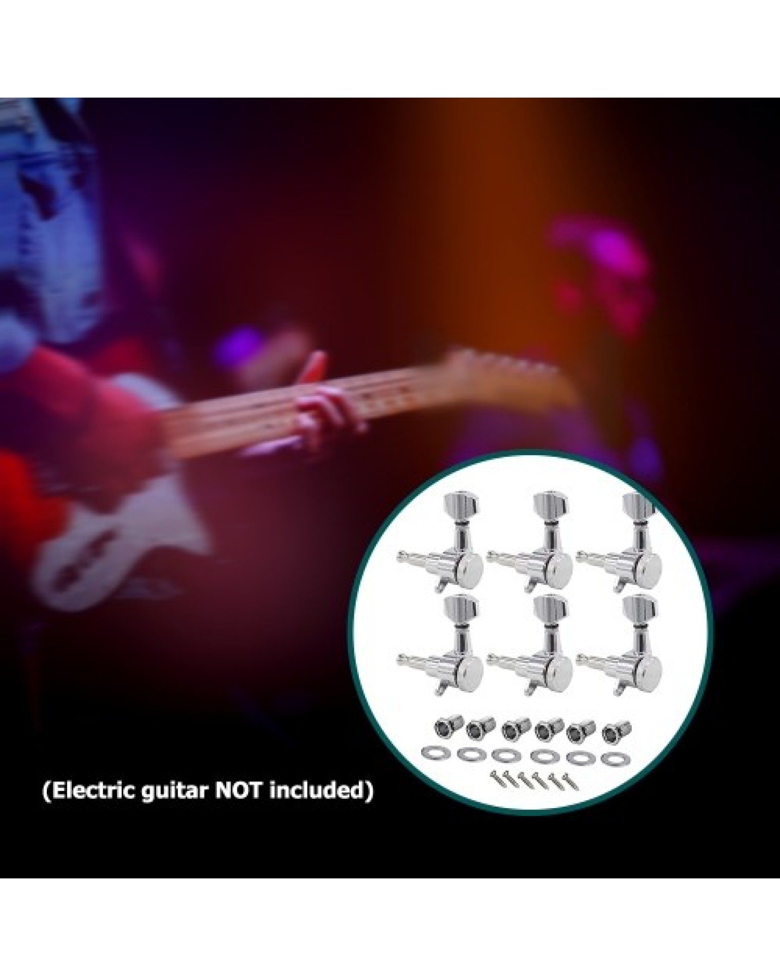 6 Left Inline Electric Guitar Tuning Peg Sealed Locking Tuners Chrome Plated Guitar Tuning Keys Machine Heads 1 : 18 Compatible 