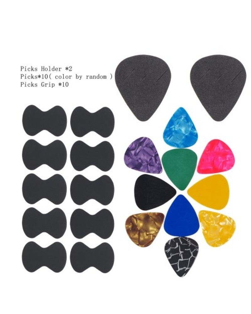 Guitar Paddles &amp; Anti-slip Sticker &amp; Guitar Picks Holder Set 10pcs Guitar Picks &amp; 10pcs Anti-skid Stickers &amp; 2pc