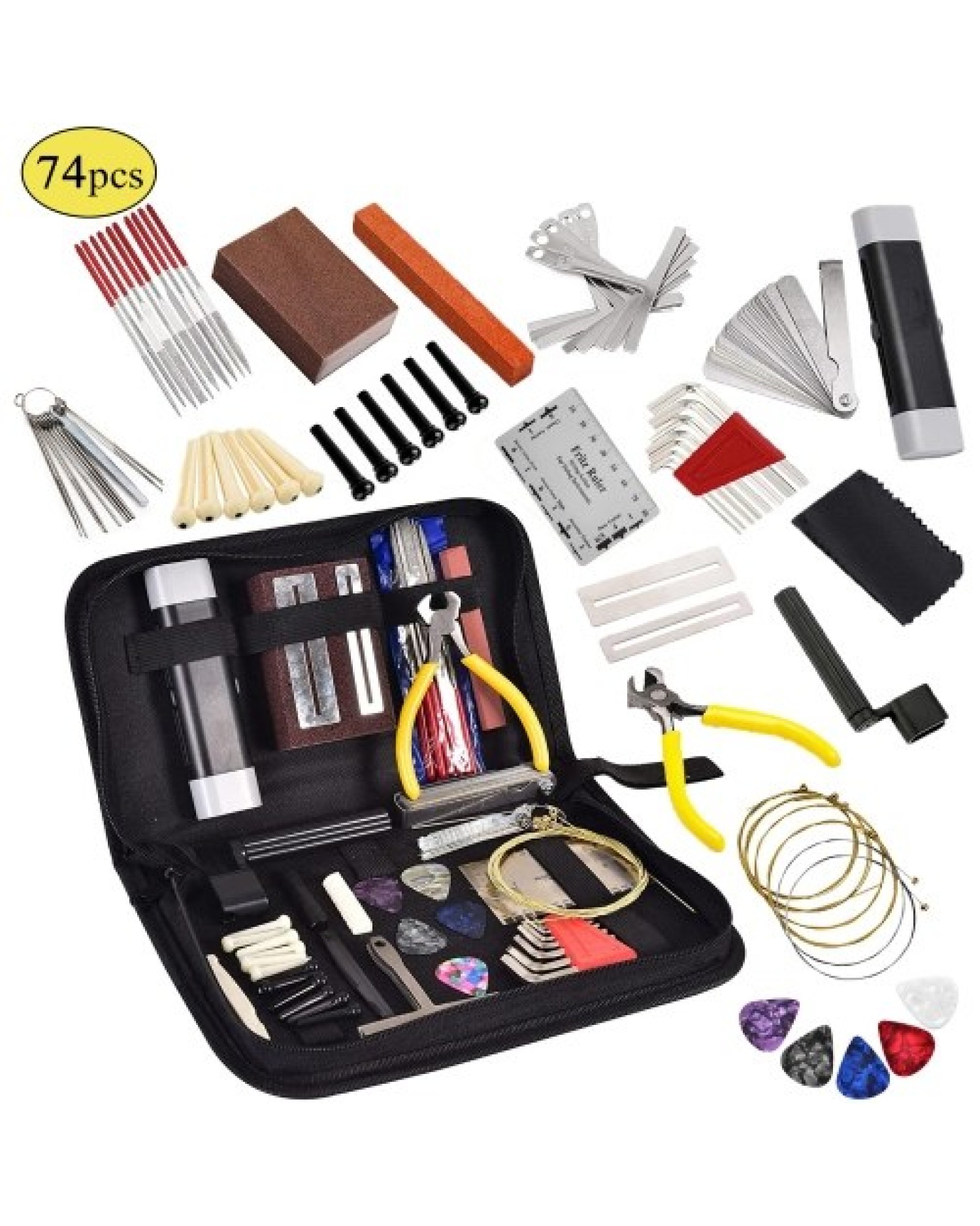 74 PCS Guitar Tool Kit with Carry Bag, Repair Maintenance Tools