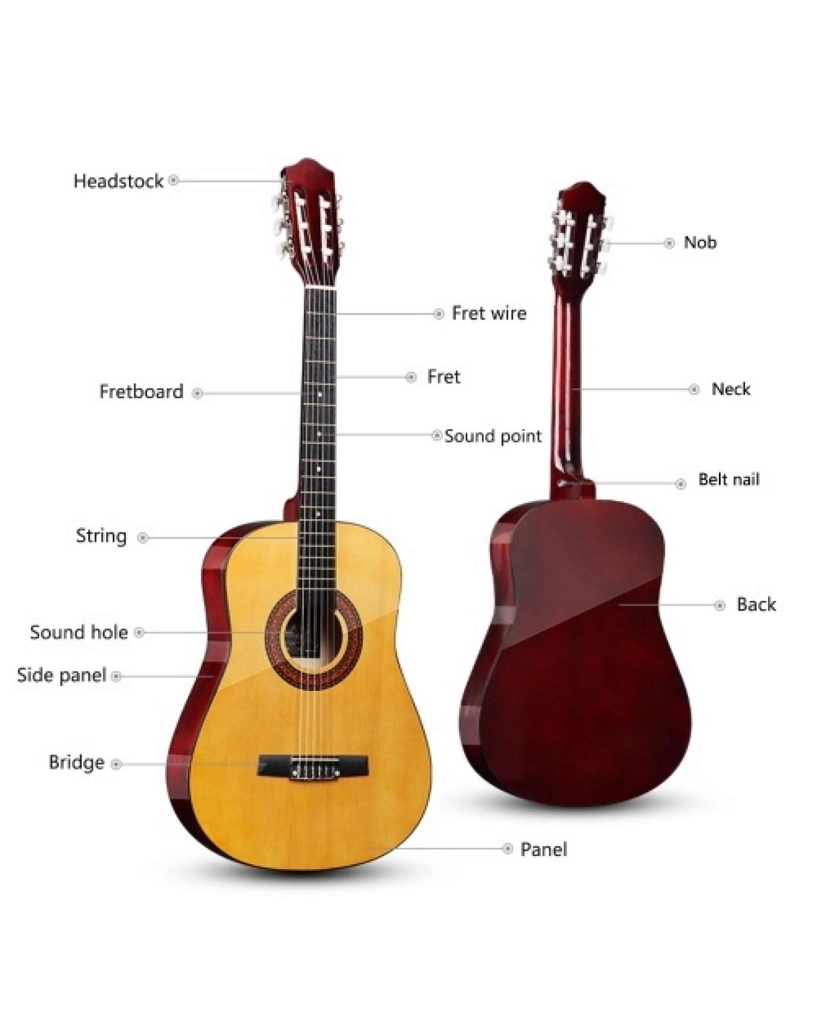 38-inch Classic Acoustic Guitar 6 Strings Wooden Guitar for Students Beginners
