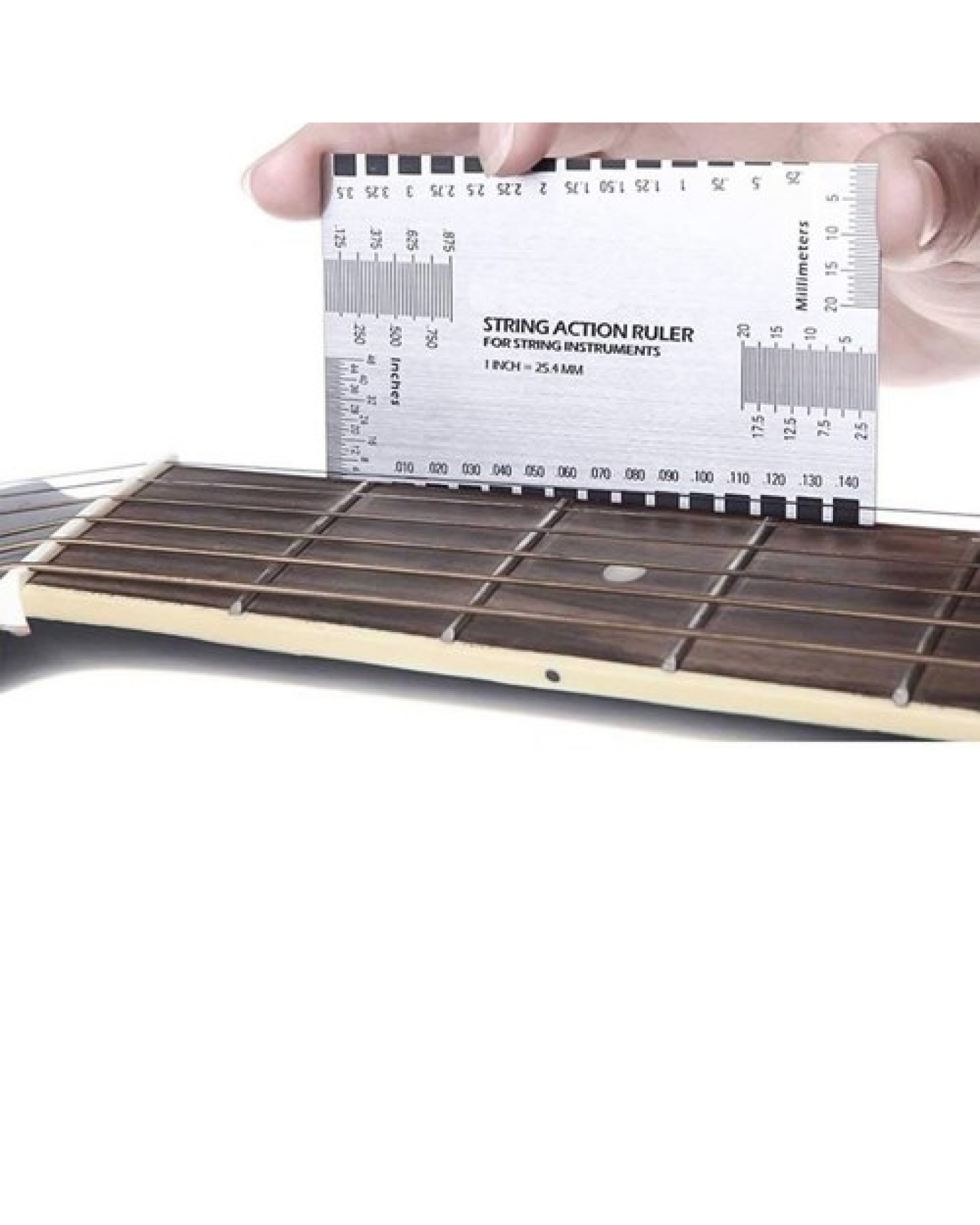 Stainless Steel Guitar String Action Ruler String Pitch Ruler Guitar Measuring Gauge Tool 89*51mm