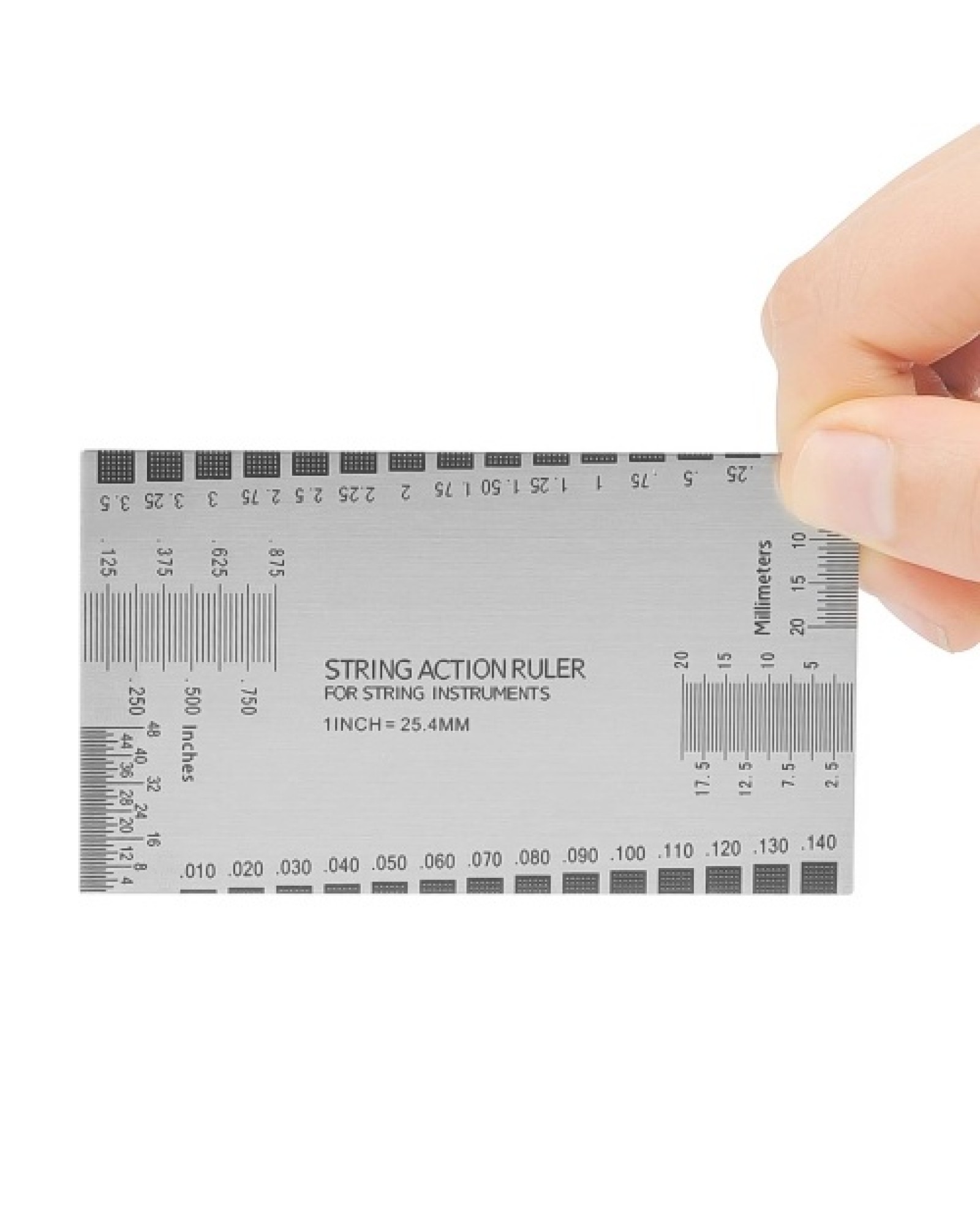 Stainless Steel Guitar String Action Ruler String Pitch Ruler Guitar Measuring Gauge Tool 89*51mm