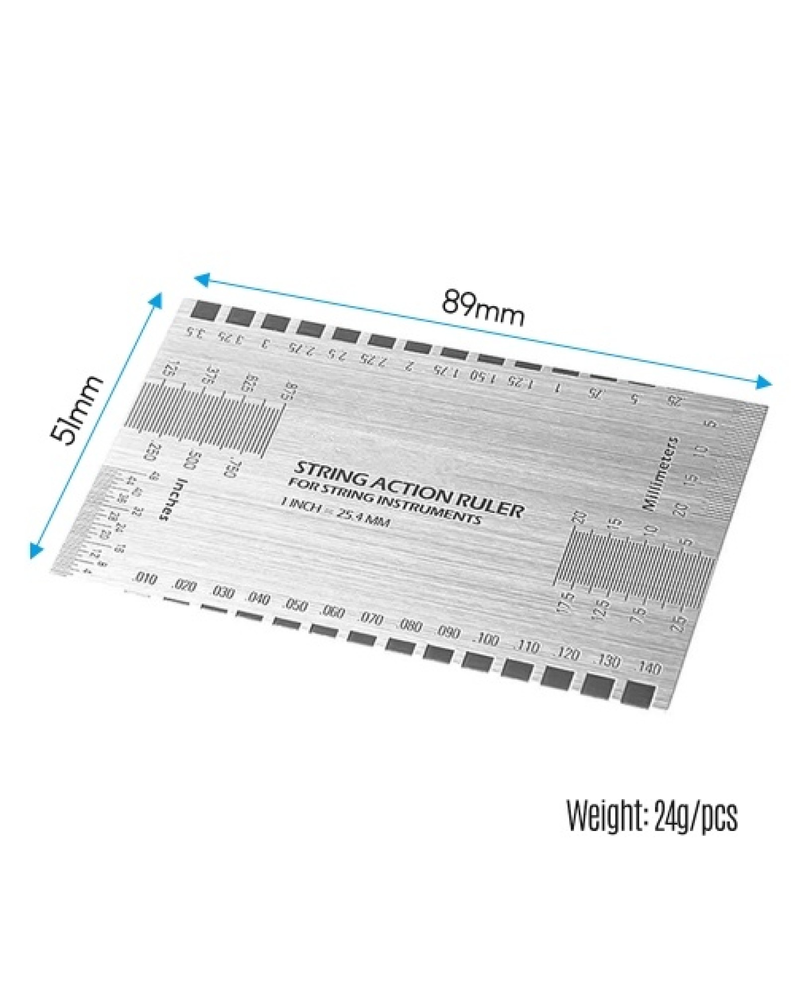 Stainless Steel Guitar String Action Ruler String Pitch Ruler Guitar Measuring Gauge Tool 89*51mm