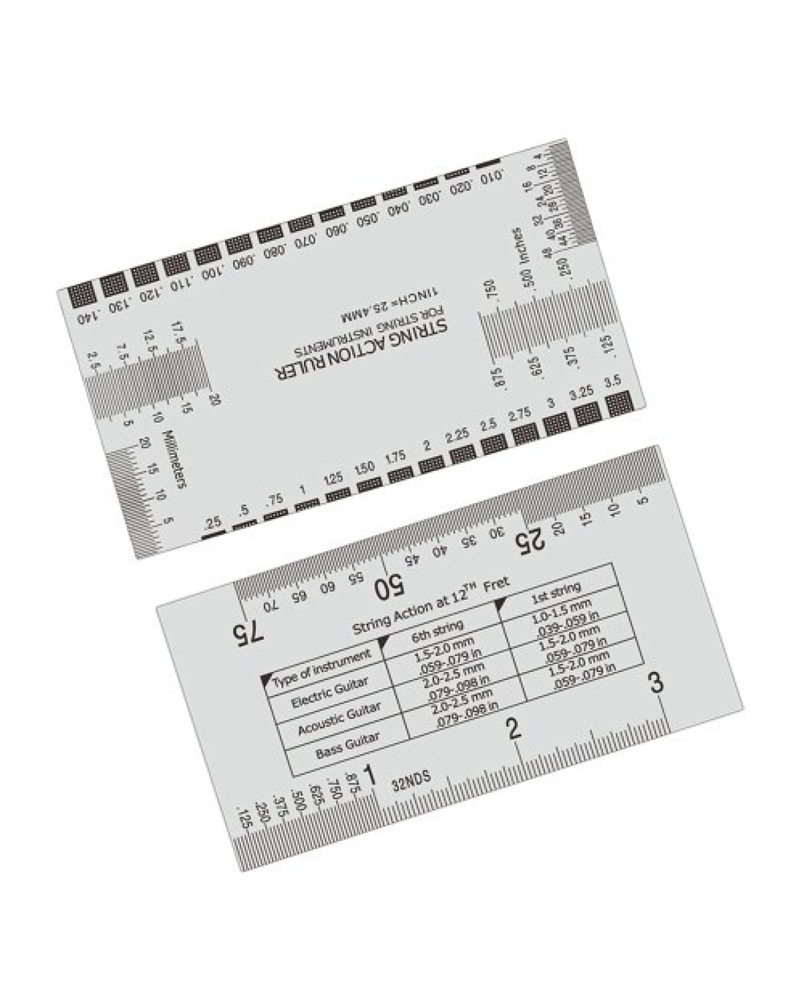Stainless Steel Guitar String Action Ruler String Pitch Ruler Guitar Measuring Gauge Tool 89*51mm