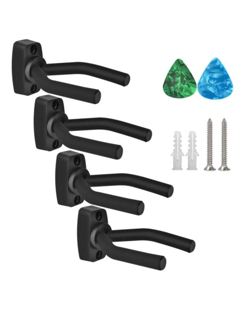 4Pcs Guitar Hangers Wall Mount Guitar Holder Guitar Ukulele Bass Support Display