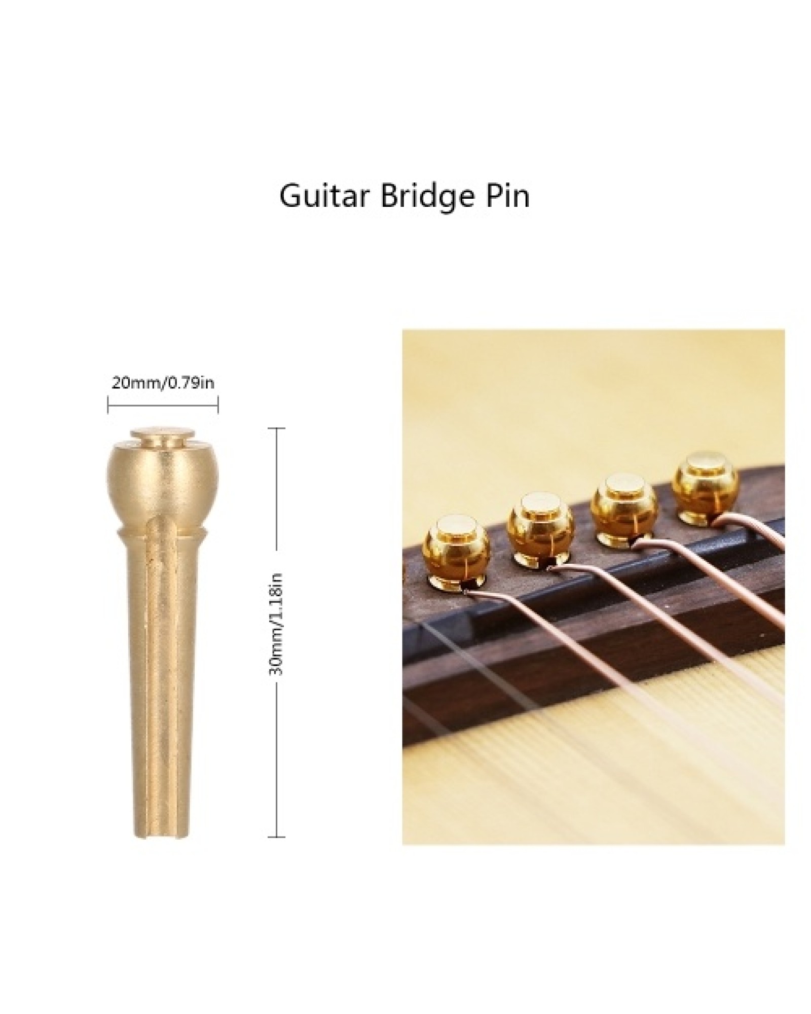 6pcs Metal Acoustic Guitar Bridge Pins Brass Guitar Strings Fixed Cone String Pins String Nails