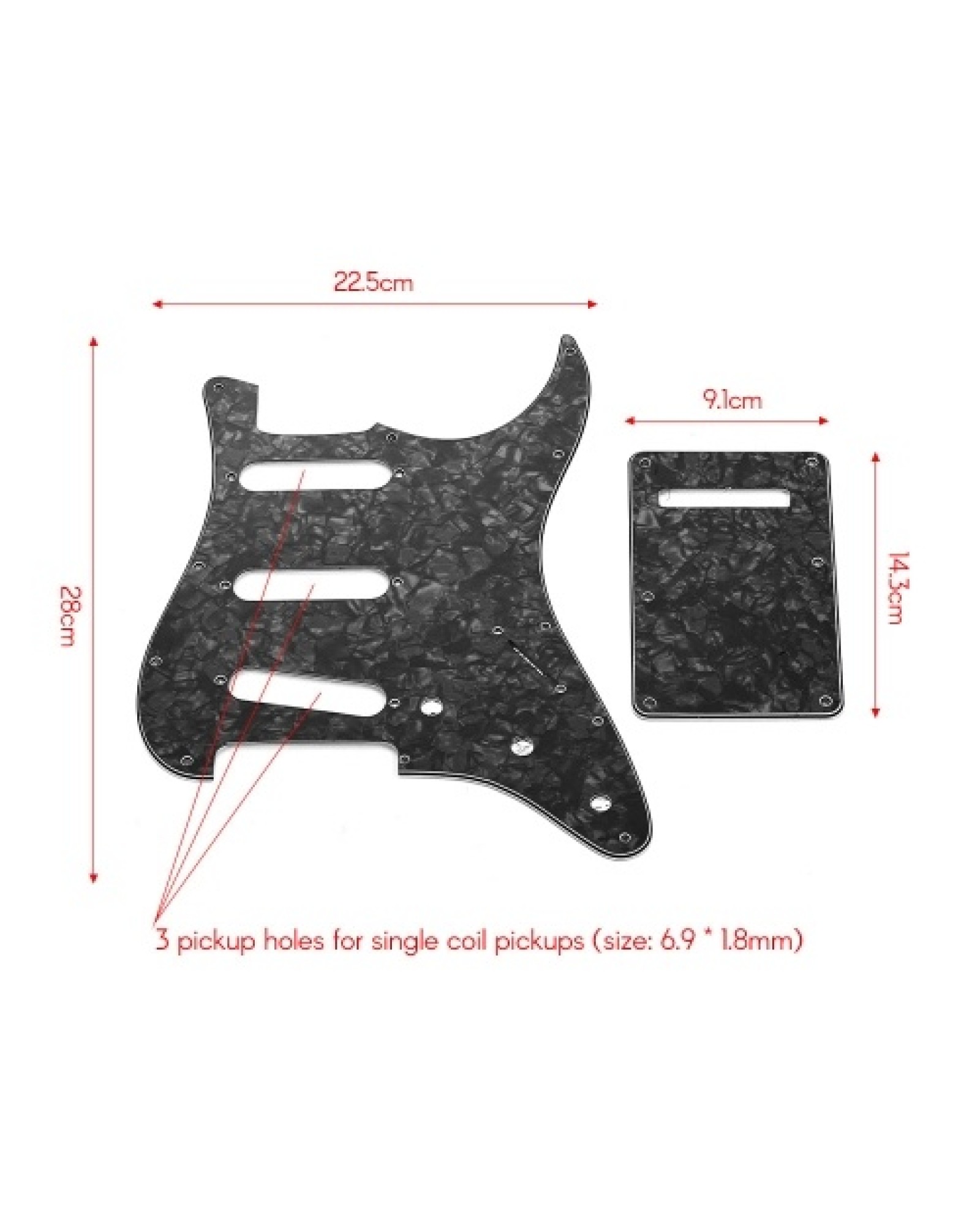 SSS Electric Guitar Pickguard Set with Back Plate Screws Pick Guard for American ST Style Guitars Blue Pearl