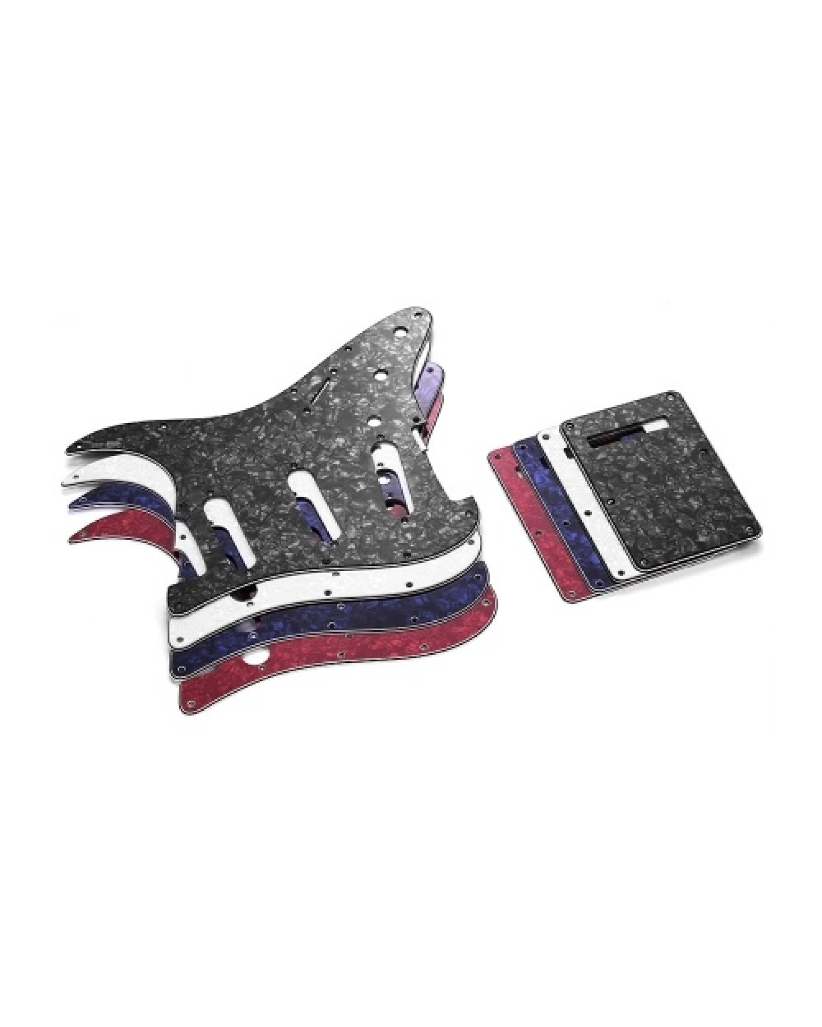 SSS Electric Guitar Pickguard Set with Back Plate Screws Pick Guard for American ST Style Guitars Blue Pearl