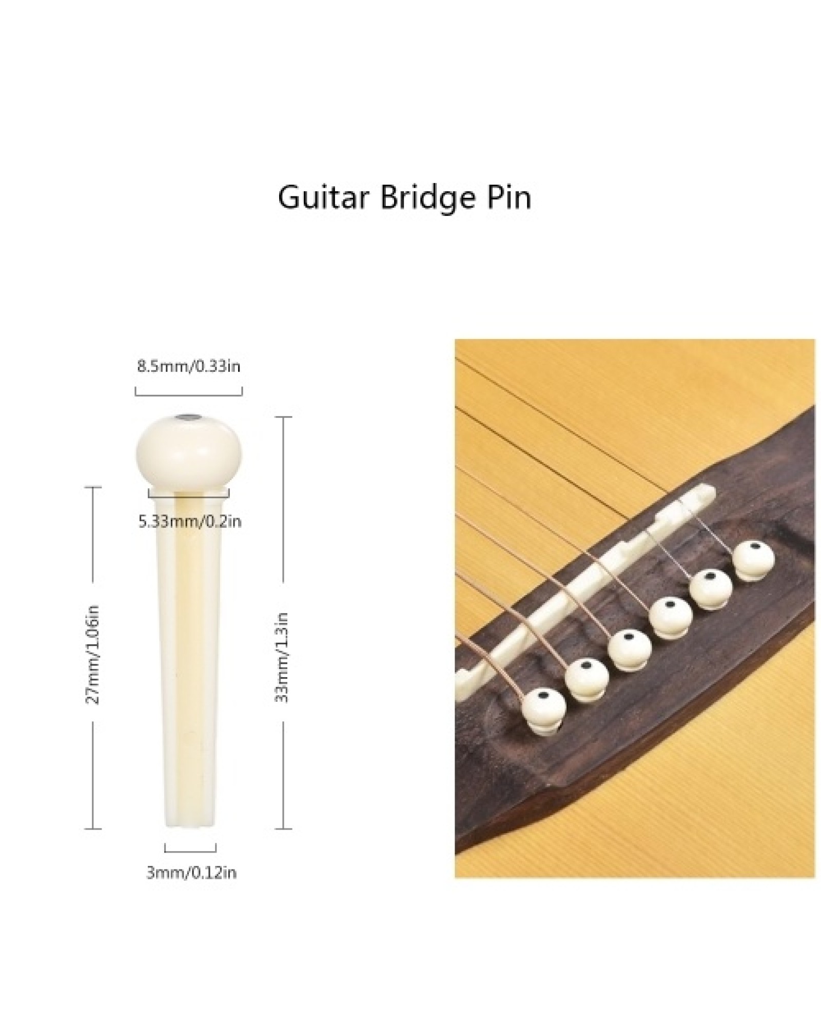 Plastic Acoustic Guitar Bridge Pin Bridge Saddle And Nut String Pin White