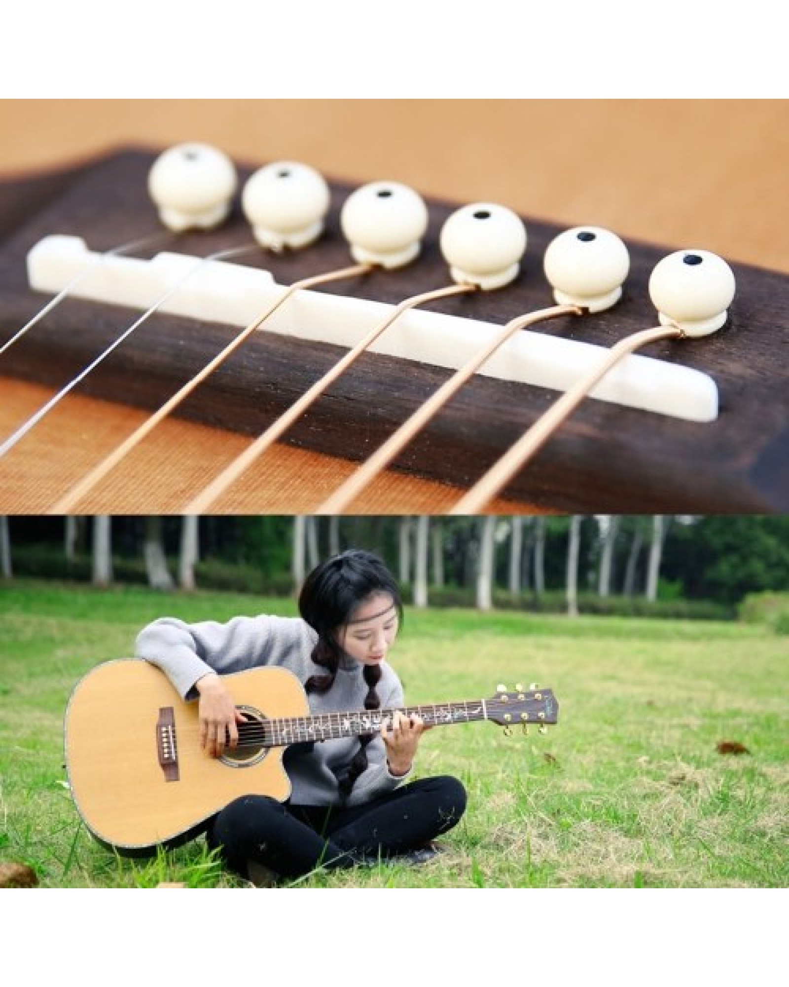 Plastic Acoustic Guitar Bridge Pin Bridge Saddle And Nut String Pin White
